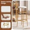 image:imageGiantex 3Pieces Bar Table Set for 2 60 Pub Tables with 2 Padded Stools Faux Marble Tabletop Storage Shelves NonSlip Foot Pads Dining Table Set for Dinette Dining Room Golden and WhiteGolden and White