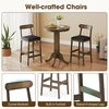 image:imageGiantex 3Pieces Wood Bar Table Set for 2 Round Pub Tables and 2 Dining Chairs with Padded Seat Pedestal Base Backrest Footrest Farmhouse Dining Table Set for Breakfast Nook Kitchen Dinette