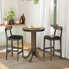 image:imageGiantex 3Pieces Wood Bar Table Set for 2 Round Pub Tables and 2 Dining Chairs with Padded Seat Pedestal Base Backrest Footrest Farmhouse Dining Table Set for Breakfast Nook Kitchen Dinette