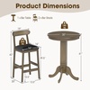 image:imageGiantex 3Pieces Wood Bar Table Set for 2 Round Pub Tables and 2 Dining Chairs with Padded Seat Pedestal Base Backrest Footrest Farmhouse Dining Table Set for Breakfast Nook Kitchen Dinette