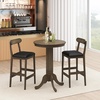 image:imageGiantex 3Pieces Wood Bar Table Set for 2 Round Pub Tables and 2 Dining Chairs with Padded Seat Pedestal Base Backrest Footrest Farmhouse Dining Table Set for Breakfast Nook Kitchen Dinette