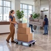 image:imageGiantex 5 660lbs Platform Cart Dolly Folding Foldable Moving Warehouse Push Hand Truck Blue 355inch x 24inch BaseboardBlue330 LBS