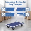 image:imageGiantex 5 660lbs Platform Cart Dolly Folding Foldable Moving Warehouse Push Hand Truck Blue 355inch x 24inch BaseboardBlue330 LBS