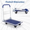 image:imageGiantex 5 660lbs Platform Cart Dolly Folding Foldable Moving Warehouse Push Hand Truck Blue 355inch x 24inch BaseboardBlue330 LBS