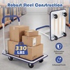 image:imageGiantex 5 660lbs Platform Cart Dolly Folding Foldable Moving Warehouse Push Hand Truck Blue 355inch x 24inch BaseboardBlue330 LBS