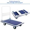 image:imageGiantex 5 660lbs Platform Cart Dolly Folding Foldable Moving Warehouse Push Hand Truck Blue 355inch x 24inch BaseboardCompact Heavyduty