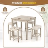 image:imageGiantex 5Piece Bar Table Set with 35x35 Square Table 18x11 Padded Stools Rubber Wood Legs Footrest Bar Table and Chairs Set for Kitchen Dinette Small Space Dining Table Set for 4