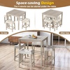 image:imageGiantex 5Piece Bar Table Set with 35x35 Square Table 18x11 Padded Stools Rubber Wood Legs Footrest Bar Table and Chairs Set for Kitchen Dinette Small Space Dining Table Set for 4