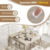 image:imageGiantex 5Piece Bar Table Set with 35x35 Square Table 18x11 Padded Stools Rubber Wood Legs Footrest Bar Table and Chairs Set for Kitchen Dinette Small Space Dining Table Set for 4