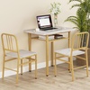 image:imageGiantex 5Piece Dining Table Set 40 Round Kitchen Table amp Chairs with Storage Rack amp Metal Frame SpaceSaving Dinette Furniture for Small Space Dining Room Breakfast Nook Apartment WhiteGoldWhite  Gold