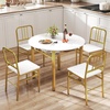 image:imageGiantex 5Piece Dining Table Set 40 Round Kitchen Table amp Chairs with Storage Rack amp Metal Frame SpaceSaving Dinette Furniture for Small Space Dining Room Breakfast Nook Apartment WhiteGoldWhite  Gold