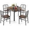 image:imageGiantex 5Piece Dining Table Set 40 Round Kitchen Table amp Chairs with Storage Rack amp Metal Frame SpaceSaving Dinette Furniture for Small Space Dining Room Breakfast Nook Apartment WhiteGoldBrown  Black