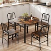 image:imageGiantex 5Piece Dining Table Set 40 Round Kitchen Table amp Chairs with Storage Rack amp Metal Frame SpaceSaving Dinette Furniture for Small Space Dining Room Breakfast Nook Apartment WhiteGoldBrown  Black