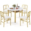 image:imageGiantex 5Piece Dining Table Set 40 Round Kitchen Table amp Chairs with Storage Rack amp Metal Frame SpaceSaving Dinette Furniture for Small Space Dining Room Breakfast Nook Apartment WhiteGoldWhite  Gold