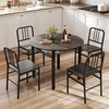 image:imageGiantex 5Piece Dining Table Set 40 Round Kitchen Table amp Chairs with Storage Rack amp Metal Frame SpaceSaving Dinette Furniture for Small Space Dining Room Breakfast Nook Apartment WhiteGoldGray  Black