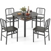 image:imageGiantex 5Piece Dining Table Set 40 Round Kitchen Table amp Chairs with Storage Rack amp Metal Frame SpaceSaving Dinette Furniture for Small Space Dining Room Breakfast Nook Apartment WhiteGoldGray  Black
