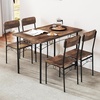 image:imageGiantex 5Piece Dining Table Set for 4 43Inches Rectangular Kitchen Table amp 4 Armless Chairs with Upholstered Seat Metal Frame SpaceSaving Dinette Set for Living Room Rustic BrownBlackTable 43 x 28 x 30