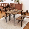 image:imageGiantex 5Piece Dining Table Set for 4 43Inches Rectangular Kitchen Table amp 4 Armless Chairs with Upholstered Seat Metal Frame SpaceSaving Dinette Set for Living Room Rustic BrownBlackTable 43 x 28 x 30
