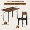 image:imageGiantex 5Piece Dining Table Set for 4 43Inches Rectangular Kitchen Table amp 4 Armless Chairs with Upholstered Seat Metal Frame SpaceSaving Dinette Set for Living Room Rustic BrownBlackTable 435 x 275 x 30