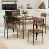 image:imageGiantex 5Piece Dining Table Set for 4 43Inches Rectangular Kitchen Table amp 4 Armless Chairs with Upholstered Seat Metal Frame SpaceSaving Dinette Set for Living Room Rustic BrownBlackTable 43 x 28 x 30