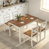 image:imageGiantex 7Piece Dining Table Set for 6 Rectangular 60inches Kitchen Table and 6 Dining Chairs with Rubber Wood Legs Protective Foot Pads Farmhouse Dinette Set for Dining Room Restaurant GrayBrown