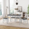 image:imageGiantex 7Piece Dining Table Set for 6 Rectangular 60inches Kitchen Table and 6 Dining Chairs with Rubber Wood Legs Protective Foot Pads Farmhouse Dinette Set for Dining Room Restaurant GrayGrey