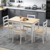 image:imageGiantex 7Piece Dining Table Set for 6 Rectangular 60inches Kitchen Table and 6 Dining Chairs with Rubber Wood Legs Protective Foot Pads Farmhouse Dinette Set for Dining Room Restaurant GrayBeige