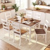 image:imageGiantex 7Piece Dining Table Set for 6 Rectangular 60inches Kitchen Table and 6 Dining Chairs with Rubber Wood Legs Protective Foot Pads Farmhouse Dinette Set for Dining Room Restaurant GrayBrown