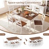 image:imageGiantex 7Piece Dining Table Set for 6 Rectangular 60inches Kitchen Table and 6 Dining Chairs with Rubber Wood Legs Protective Foot Pads Farmhouse Dinette Set for Dining Room Restaurant GrayBrown