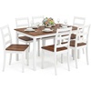 image:imageGiantex 7Piece Dining Table Set for 6 Rectangular 60inches Kitchen Table and 6 Dining Chairs with Rubber Wood Legs Protective Foot Pads Farmhouse Dinette Set for Dining Room Restaurant GrayBrown