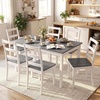 image:imageGiantex 7Piece Dining Table Set for 6 Rectangular 60inches Kitchen Table and 6 Dining Chairs with Rubber Wood Legs Protective Foot Pads Farmhouse Dinette Set for Dining Room Restaurant GrayGrey