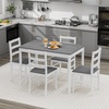 image:imageGiantex 7Piece Dining Table Set for 6 Rectangular 60inches Kitchen Table and 6 Dining Chairs with Rubber Wood Legs Protective Foot Pads Farmhouse Dinette Set for Dining Room Restaurant GrayGrey