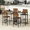 image:imageGiantex Bar Table and Chairs Set for 2 475 Pub Table with 2 Stools Sturdy Metal Frame amp Footrest Counter Height Kitchen Table Set for Small Space Breakfast Nook Dining Room Apartment BrownBrown