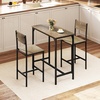 image:imageGiantex Bar Table and Chairs Set for 2 475 Pub Table with 2 Stools Sturdy Metal Frame amp Footrest Counter Height Kitchen Table Set for Small Space Breakfast Nook Dining Room Apartment BrownGrey