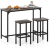 image:imageGiantex Bar Table and Chairs Set for 2 475 Pub Table with 2 Stools Sturdy Metal Frame amp Footrest Counter Height Kitchen Table Set for Small Space Breakfast Nook Dining Room Apartment BrownGrey