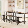 image:imageGiantex Bar Table and Chairs Set for 2 475 Pub Table with 2 Stools Sturdy Metal Frame amp Footrest Counter Height Kitchen Table Set for Small Space Breakfast Nook Dining Room Apartment BrownGrey