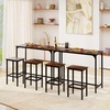 image:imageGiantex Bar Table and Chairs Set for 2 475 Pub Table with 2 Stools Sturdy Metal Frame amp Footrest Counter Height Kitchen Table Set for Small Space Breakfast Nook Dining Room Apartment BrownBrown