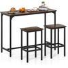 image:imageGiantex Bar Table and Chairs Set for 2 475 Pub Table with 2 Stools Sturdy Metal Frame amp Footrest Counter Height Kitchen Table Set for Small Space Breakfast Nook Dining Room Apartment BrownBrown