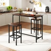 image:imageGiantex Bar Table and Chairs Set for 2 475 Pub Table with 2 Stools Sturdy Metal Frame amp Footrest Counter Height Kitchen Table Set for Small Space Breakfast Nook Dining Room Apartment BrownBrown