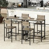 image:imageGiantex Bar Table and Chairs Set for 2 475 Pub Table with 2 Stools Sturdy Metal Frame amp Footrest Counter Height Kitchen Table Set for Small Space Breakfast Nook Dining Room Apartment BrownGrey