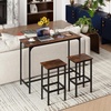 image:imageGiantex Bar Table and Chairs Set for 2 475 Pub Table with 2 Stools Sturdy Metal Frame amp Footrest Counter Height Kitchen Table Set for Small Space Breakfast Nook Dining Room Apartment BrownBrown
