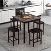 image:imageGiantex Dining Table Set for 4 Counter Height Dining Set with 4 Bar Stools SpaceSaving Kitchen Table Chairs Set for Small Place Dinette Breakfast Nook WhiteBrown
