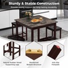 image:imageGiantex Dining Table Set for 4 Counter Height Dining Set with 4 Bar Stools SpaceSaving Kitchen Table Chairs Set for Small Place Dinette Breakfast Nook WhiteBrown