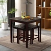 image:imageGiantex Dining Table Set for 4 Counter Height Dining Set with 4 Bar Stools SpaceSaving Kitchen Table Chairs Set for Small Place Dinette Breakfast Nook WhiteBrown