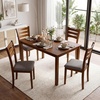 image:imageGiantex Dining Table Set for 4 Rectangular Kitchen Table Set w 4 Upholstered Chairs amp Solid Rubber Wood Frame SpaceSaving Farmhouse Dinette Set for Small Space Dining Room Breakfast NookWalnut  Grey