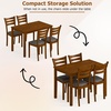 image:imageGiantex Dining Table Set for 4 Rectangular Kitchen Table Set w 4 Upholstered Chairs amp Solid Rubber Wood Frame SpaceSaving Farmhouse Dinette Set for Small Space Dining Room Breakfast NookWalnut  Grey