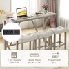 image:imageGiantex Small Dining Table Set  4Piece Bar Table and Chairs Set with Power Outlet Upholstered Saddle Seat Stools Counter Height Dining Table Set Breakfast Nook for 3 People Kitchen Table Set