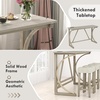 image:imageGiantex Small Dining Table Set  4Piece Bar Table and Chairs Set with Power Outlet Upholstered Saddle Seat Stools Counter Height Dining Table Set Breakfast Nook for 3 People Kitchen Table Set