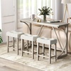 image:imageGiantex Small Dining Table Set  4Piece Bar Table and Chairs Set with Power Outlet Upholstered Saddle Seat Stools Counter Height Dining Table Set Breakfast Nook for 3 People Kitchen Table Set