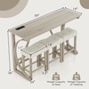 image:imageGiantex Small Dining Table Set  4Piece Bar Table and Chairs Set with Power Outlet Upholstered Saddle Seat Stools Counter Height Dining Table Set Breakfast Nook for 3 People Kitchen Table Set